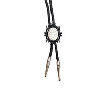 Pjeghbvop Bolotie de cuero con colgante de piedra negra | Collar de cuerda de cuero Bolotie con marco negro piedra colgante joyería corbata collar para hombres y mujeres