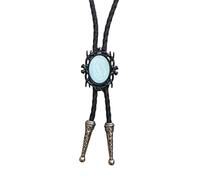 Pjeghbvop Bolotie de cuero con colgante de piedra negra | Collar de cuerda de cuero Bolotie con marco negro piedra colgante joyería corbata collar para hombres y mujeres