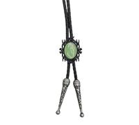 Pjeghbvop Bolotie de cuero con colgante de piedra negra | Collar de cuerda de cuero Bolotie con marco negro piedra colgante joyería corbata collar para hombres y mujeres
