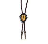 Pjeghbvop Bolotie de cuero con colgante de piedra negra | Collar de cuerda de cuero Bolotie con marco negro piedra colgante joyería corbata collar para hombres y mujeres