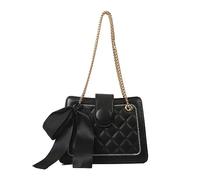Pjeghbvop Bolso de hombro acolchado para mujer, bolso de hombro con solapa y correa de cadena convertible, bolso de mano de moda, bolso bandolera, bolsos pequeños cuadrados bordados, Negro
