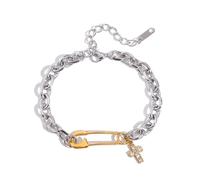 Pjeghbvop Brazalete versátil con símbolo de acero inoxidable con clip de papel, eslabón multicolor para fiestas diarias, clip minimalista, pulseras