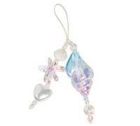 Pjeghbvop Cadena para teléfono móvil, colgante con decoración de conchas y adornos de perlas brillantes, cadena para auriculares, adornos, colgante para teléfono móvil de resina