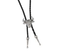Pjeghbvop Estilos de corbata trenzada ajustable con colgante de cabeza de ganado de metal para hombres y mujeres, colgante de calavera, joyería de cuero
