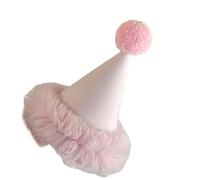 Pjeghbvop Gorro de cumpleaños reutilizable para niña, cónico suave de tela no tejida con cinta brillante, decoración de festival agradable para la piel para niños, cómodo gorro de cumpleaños