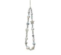Pjeghbvop Inspires - Colgante para teléfono móvil con perlas brillantes, conchas, estrellas, decoración antideslizante, cordón de PVC para fundas de teléfono móvil, uso diario, días calurosos al aire