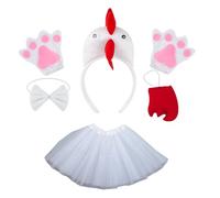 Pjeghbvop Juego de aros de pelo de animal, disfraz de pollo, guantes, corbatín, cola, diademas, diadema de pollo, diadema de pollo, aro de pelo de pollo