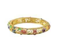 Pjeghbvop Pulsera de aleación esmaltada étnica artística con aceite de goteo que simboliza la artesanía, la felicidad, el amor y la esperanza. Joyería étnica, talla única, como se describe