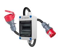 PJERJZN Contador eléctrico de 3 fases, 16 A, 400 V, con enchufe CEE y acoplamiento, cable H07RN-F de 1 m, contador intermedio para enchufe, caja de pared de 11 kW y obras