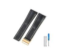 PJFSQAD Apto for pilotos de la serie Breitling, apto for Vengadores italianos, for sincronización aérea, for cultura oceánica, for correa cuero 22/24 mm(Black(PW)-Golden-Z16,22mm)