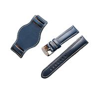PJFSQAD Correa de cuero for reloj hombre, pulsera hecha a mano 18mm, 20mm, 21mm y 22mm, compatible for Green water ghost(Blue,20mm)