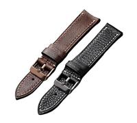 PJFSQAD Correa de reloj cuero en folio 18 20 22 mm for clip, suave, marrón, negro, cosida a mano, se adapta a relojes vintage, pulsera for hombre