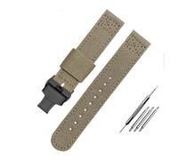 PJFSQAD Correa de reloj lona nailon 20 a 22 mm apta for Citizen Fit for Seiko / 5 Banda Deporte al aire libre Pulsera impermeable transpirable universal for hombres(Khaki-black S,22mm)