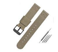 PJFSQAD Correa de reloj lona nailon 20 a 22 mm apta for Citizen Fit for Seiko / 5 Banda Deporte al aire libre Pulsera impermeable transpirable universal for hombres(Khaki-black,20mm)