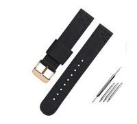 PJFSQAD Correa de reloj lona nailon 20 a 22 mm apta for Citizen Fit for Seiko / 5 Banda Deporte al aire libre Pulsera impermeable transpirable universal for hombres(Black-rose gold,20mm)