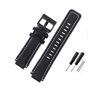 PJFSQAD Correa de reloj lona nailon for hombre, correa for junta convexa Hi-Q 24x16mm, negra, verde y azul, for herramienta apta for Timex T2N720 721 TW2T76500 76300(Black-B pin)