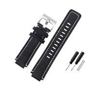 PJFSQAD Correa de reloj lona nailon for hombre, correa for junta convexa Hi-Q 24x16mm, negra, verde y azul, for herramienta apta for Timex T2N720 721 TW2T76500 76300(Black-S pin)