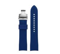 PJFSQAD Correa de reloj silicona curvada for C-asio EFR-303 ECB900 Fit for Citizen for Longines for Mido goma 20 mm 22 Accesorios impermeables(Blue-silver-B,22mm)