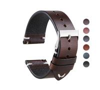 PJFSQAD Hand Made Retro Red Brown Leather Watch Band Quick Release Strap Bracelet 18mm 20mm 22mm Accessories(Dark brown,18mm)