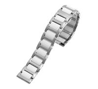 PJFSQAD Moda Boca plana Sala de acero fino Correa reloj cerámica 15 16 mm Apto for Huawei B2 B3 B5 B6 Cadena negocios for hombres y mujeres(Silver-white,B5-18mm)