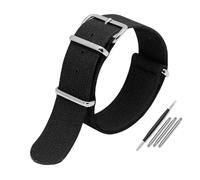 PJFSQAD Pulsera de nailon deportiva a prueba sudor for RolexFit for Water Ghost Fit for Omega for Seiko for Citizen for Tudor Accesorios correa reloj lona for hombres Correa 22 mm(Black-silver,20mm)