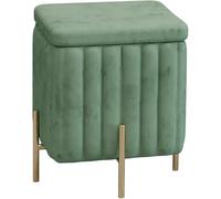PJGFBYT Reposapiés tapizado con patas de metal, caja tapizada con tapa, banco de almacenamiento de terciopelo de lujo, banco de entrada para sala de estar (tamaño: 45 x 45 x 42 cm), color: verde