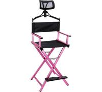 PJGFBYT Silla plegable para artista de maquillaje para exteriores, silla de director alta de aluminio portátil, con reposacabezas y reposapiés, adecuada para camping, césped y actores de cine (color: