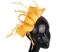 PJQUEKAIPJ Tocado con clip para el pelo con diseño floral de plumas doradas para mujer, diadema para cóctel, fiesta, boda, iglesia, accesorios para el cabello