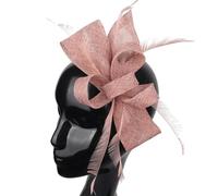 PJQUEKAIPJ Tocado con clip para el pelo con diseño floral de plumas doradas para mujer, diadema para cóctel, fiesta, boda, iglesia, accesorios para el cabello