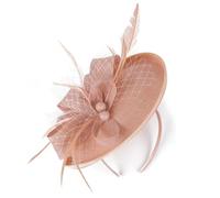 PJQUEKAIPJ Tocado para mujer, imitación de plumas de sinamay, para fiesta de té, pastillero, flor, Derby, champán, Size fits all