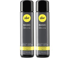 pjur BASIC Silicone - Lubricante de silicona para principiantes - apto para preservativos, no pegajoso - para mujeres y hombres (100ml) (Paquete de 2)