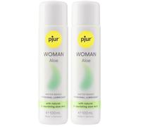 pjur WOMAN Aloe - Lubricante con aloe vera acuoso - para la piel sensible de la mujer - más placer y cuidado en el sexo (100ml) (Paquete de 2)