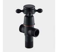 PJVPEJOD válvula de Cierre del Fregadero 1/2 Agua Pulgada G1/2 "válvula latón Negro conexión Cocina baño con manija Cruzada montada en la Pared, B(Black B)