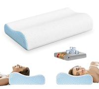 PKBD Almohada de Espuma Viscoelástica con Funda de Almohada de Repuesto(Seda Helada y Algodón), Almohada Ortopédica Ergonómica, Almohada Contorneada para Dormir de Lado, Boca Arriba y Boca Abajo