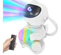 PKBD Astronauta Proyector de Galaxias y Estrellas, Luz Nocturna Infantil LED, Lámpara con 8 Efectos de Nebulosas, 7 Modos de Luces LED en el Pecho, Altavoz Bluetooth Integrado, Ideal para Regalos-Luna