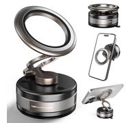 PKBD Soporte de Teléfono Móvil Magnético al Vacío,Teléfono Móvil Ajustable a 360 ° y Soporte Magnético Retráctil,Adecuado para iPhone 16/15/14 y Samsung, Superficie Lisa, Parabrisas,Negro