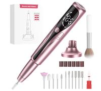 PKBD Torno para Uñas Profesional con Base de Carga, Lima Eléctrica Inalámbrica 20.000 RPM, Kit Manicura y Pedicura 12 en 1 para Gel y Acrílico, Torno Uñas Silencioso y Ligero, Oro Rosa