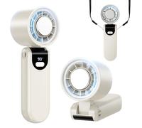PKBD Ventilador Portatil, Mini Ventilador de Mano 5 Velocidades, Turbo Enfriamiento, 45db Ultra-Silencioso, LED, Ventilador USB Recargable para Hogar/Oficina/Exterior, Blanco