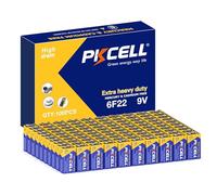 PKCELL Batería 9V 6F22 para Detector de Humo,cámara de Radio,Juguete,100 Unidades