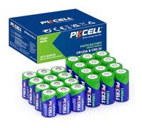 PKCELL CR123A 12 unidades + CR2 12 unidades Combo-Pack 3V Batería de litio para cámaras, sistema de alarma, total 24 unidades