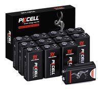 PKCELL Pila de Bloqueo 9V 6LR61 Pilas Alcalinas para Detector de Humo, Detector de Incendios, Luz de Emergencia V16-12 Piezas