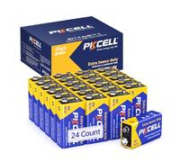 PKCELL Pilas 9V 6F22 Square para Detectores de Humo,Herramientas de Jardín,Paquete de 24