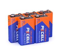 PKCELL Pilas Alcalinas 9V 6LR61 - 10 Años de Garantía, Alto Rendimiento, Reemplazo para Pilas Carbón 6F22, para Detectores de Humo, Alarmas, Baliza V16 y Más (5 Unidades)