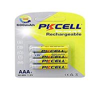 PKCELL - Pilas Recargables AAA Ni-MH, 1,2 V, 600 mAh, Paquete de 4 Unidades