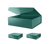 PKGMAGIC 3 cajas regalo XXL 43,2 x 36,8 x 14 cm, grandes cajas regalo con tapa, verde, para Pascua, vacaciones, boda, cumpleaños, día del padre