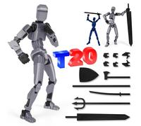 PKKP T13 Action Figure, 20 cm T13 Figura de Acción Figuras de Acción con Múltiples Articulaciones, 3D Impreso MultiJointed Movable, Lucky 13 Robot-Action Figures Desktop Decoraciones (Plata)