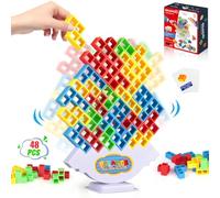 PKKP Tetra Tower Juego, 48 piezas Juguete de equilibrio, torre de columpio Apilada en alto Juguetes de equilibrio para niños, Divertido juego de apilar para niños y niñas a partir de 3 años+