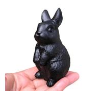 PKNVKZIDK 1pc Obsidian Rabbit Figurine Crystals Carved Statue Animal Home Ornament Art Collectible Gift Decoration Decor