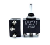 PKNVKZIDK 1PC WT-18AT Toggle Switch WT18 Shake Head Switch Three-Speed Double-Sided Self-Reset (On)-Off-(On) M12 6A250V