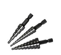 PKNVKZIDK 3Pcs 3-12mm 4-12mm 4-20mm HSS Straight Groove Step Drill Bit Nitriding Bit Wood Metal Hole Cutter Core Cone Drilling Tools Set PKNVKZIDK